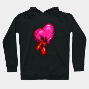 Pink Dead Zombie Heart Cartoon Illustration with Blood and for Valentines Day or Halloween Hoodie